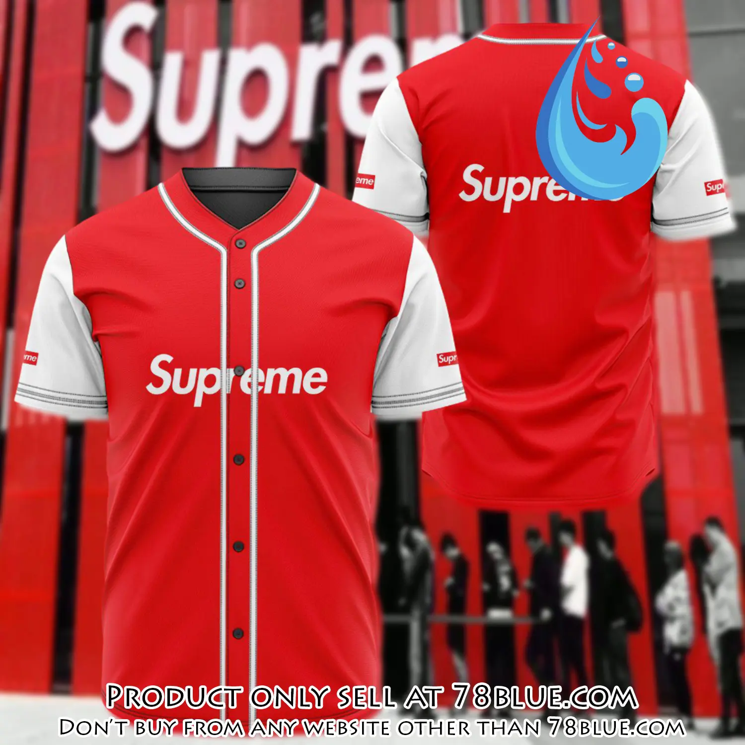 Supreme white red red baseball jersey shirt luxury bjs1248 78b5408053